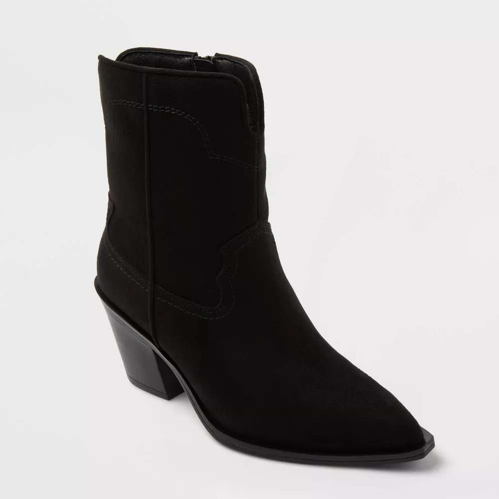 Women's Dallas Western Booties by Universal Thread Black Size 8W New With Tags